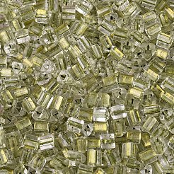 内側が透明な色のガラスシードビーズ  三角形  ダークカーキ  3.4x3.4~3.8x3.4~3.8mm  穴：1mm  約7500個/ポンド&nbsp;SEED-T007-13O