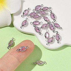 SHEGRACE Brass Pave Cubic Zirconia Oval Connector Charms&nbsp;XGRQ2O269-439B-P