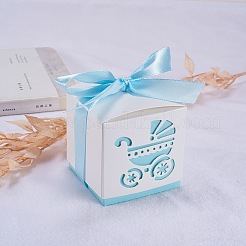 Hollow Stroller BB Car Carriage Candy Box wedding party gifts with Ribbons&nbsp;CON-BC0004-97D