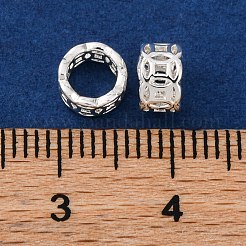 コイン真鍮ビーズ  カドミウムフリー＆ニッケルフリー＆鉛フリー  大穴ビーズ  925銀メッキ  6x4mm  穴：4mm&nbsp;KK-K378-37S