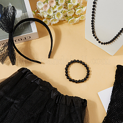 Polyester Hair Band & Nylon Gloves && Lace Dress & Plastic Beads Necklace and Bracelets Sets&nbsp;DIY-WH20062-11A