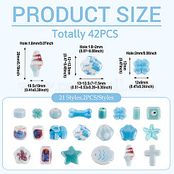 42Pcs 21 Styles Handmade Porcelain Beads&nbsp;PORC-TA0001-45
