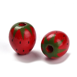 ウッドビーズ  色とりどりの果物  苺  20x17.5mm  穴：4~4.5mm&nbsp;WOOD-S652-01B