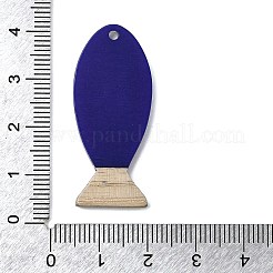 ホワイトウッドと樹脂ペンダント  魚  ダークブルー  38x16.5x3mm  穴：1.5mm&nbsp;WOOD-G025-03