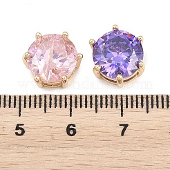 真鍮舗装キュービックジルコニアビーズ  ラウンド  ミックスカラー  18KGP本金メッキ  10.5x11.5x6.5mm  穴：3.5x2mm  約24個/セット&nbsp;KK-H287-11A-G