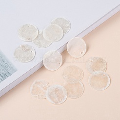 カピスシェルペンダント  フラットラウンド  ホワイトスモーク  20~20.5x0.5~1.5mm  穴：1.2mm&nbsp;X-SHEL-S274-71D