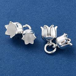 合金ペンダント  丸カン付き  花のチャーム  銀  10x8x7mm  穴：4mm&nbsp;ENAM-M008-28S