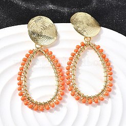 Teardrop Brass Dangle Stud Earrings&nbsp;EJEW-S261-04G