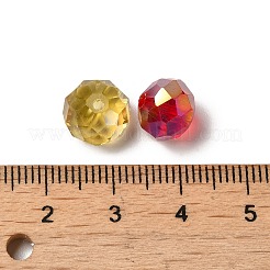 ファセットロンデルabカラーメッキ透明ガラスビーズ  ミックスカラー  10x7mm  穴：1mm&nbsp;GLAA-R152-10mm-M2