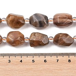 天然ブラックサンストーンビーズ連売り  オーバル  多面カット  シードビーズで  13~19x11~15.5x11~14mm  穴：0.8~1.2mm  約17~23個/連  15.35''~15.75''（39~40センチメートル）&nbsp;G-Z147-E06-01