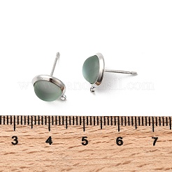 Brass Glass Stud Earrings&nbsp;KK-F916-05P