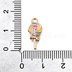 亜鉛合金エナメルペンダント  18KGP本金メッキ  ロリポップ  16x7x2mm  穴：1.4mm&nbsp;FIND-U029-01G-13