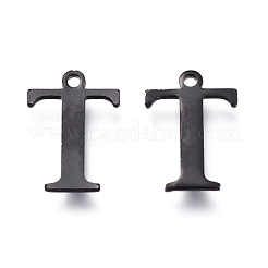 304ステンレススチールチャーム  レーザー切断  アルファベット  電気泳動黒  文字.t  12x9x0.8mm  穴：1mm&nbsp;STAS-H112-T-EB
