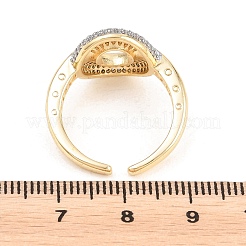 Brass Micro Pave Clear Cubic Zirconia Cuff Open Rings&nbsp;RJEW-T028-02A-G