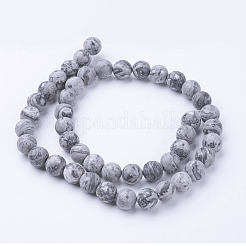 Natural Map Stone/Picasso Stone/Picasso Jasper Bead Strands&nbsp;G-G735-27F-8mm