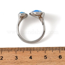 304ステンレススチール製パヴェキュービックジルコニアカフオープンリング  ナゲット  ステンレス鋼色  usサイズ6（16.5mm）&nbsp;RJEW-Z147-04P