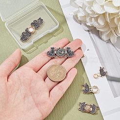 8セット4スタイルの合金エナメル調整ウエスト締め付けバックルボタン  大きすぎるドレスジーンズの場合  猫とアヒルとウサギ  ブラック  14~17x28~46.5x2.5~4.5mm  穴：1.4~1.6mm  2セット/スタイル&nbsp;FIND-NB0002-69