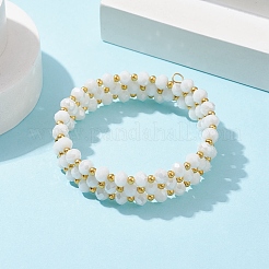 Glass Rondelle Beaded Wrap Style Bracelet&nbsp;BJEW-JB09965-01