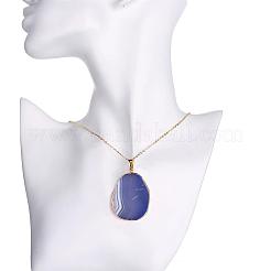 Natural Agate Oval Pendant Necklaces&nbsp;NJEW-BB00057-01
