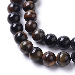 グレード AB 天然ブルー タイガーアイ (染色および加熱) ビーズ 連売り  ラウンド  8mm  穴：1.4mm  約50個/連  15.75インチ（40cm）&nbsp;G-I261-D01-8mm