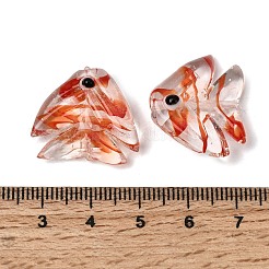 手作りランプワークビーズ  魚  ファイヤーブリック  22.5~23x20~21.5x7.5~8.5mm  穴：1.6mm&nbsp;LAMP-H073-01G
