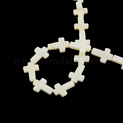 クロス天然淡水貝ビーズ連売り  16~17x11~12x2.5mm  穴：0.5mm  約23個/連  14.9インチ&nbsp;X-SSHEL-F290-17