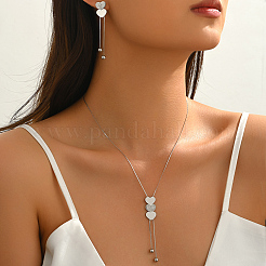 女性用201ステンレススチール製ハート型ラリアットネックレス＆イヤリングセット  ステンレス鋼色  ネックレス：18.50インチ（47cm）&nbsp;AF6640