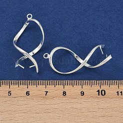 真鍮のアイスピックピンチベイル  ツイスト  銀  31~42x18x9.5mm  穴：1.6mm  ピン：0.9mm&nbsp;KK-XCP0002-05S