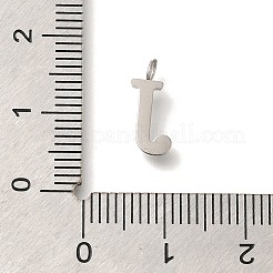 304ステンレススチールマイクロパヴェキュービックジルコニアペンダント  文字a~zのチャーム  文字J  12.5x5.5x2mm  穴：1.8mm&nbsp;STAS-H228-06P-J