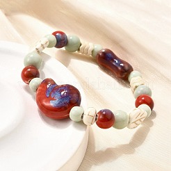 Handmade Porcelain Beads & Synthetic Howlite Beads Stretch Bracelets for Women&nbsp;BJEW-D307-01A