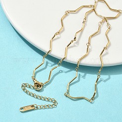 304 Stainless Steel Wave Bar Link Chain Necklaces&nbsp;NJEW-D299-01G
