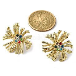 304ステンレススチールマイクロパヴェクリアキュービックジルコニアスタッドピアス（女性用）  花  27x26mm&nbsp;EJEW-B112-02G-03