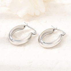 201ステンレススチールフープピアス（女性用）  プラチナ  26x18x6.5mm&nbsp;SA-CBA4A0D-08P
