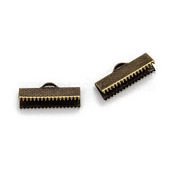 アイアン製カシメリボン止めエンドパーツ  アンティークブロンズ  8x20mm  穴：2mm&nbsp;IFIN-S008-AB