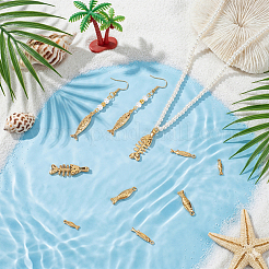10pcs5スタイルのステンレス鋼のペンダント  魚と魚の骨のチャーム  ゴールドカラー  13.5~32x3.5~6.5x2.5~5mm  穴：1.2~5mm  2個/スタイル&nbsp;STAS-BC0004-33G