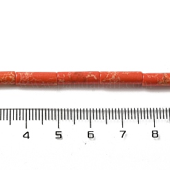 合成インペリアルジャスパー染めビーズ連売り  コラム  レッドオレンジ  12.5~13x3.5~4mm  穴：1.2mm  約29個/連  15.31''（38.9センチメートル）&nbsp;G-D077-B01-10