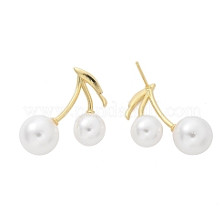 Brass Cherry Stud Earrings&nbsp;EJEW-R016-12G