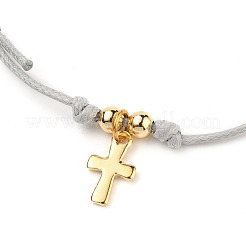 Adjustable Waxed Polyester Braided Cord Charm Bracelets&nbsp;BJEW-JB05547