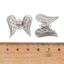 真鍮クリスタルラインストーンフィリグリーコネクターチャーム  3d エンジェルウィングリンク  プラチナ  23x25x5mm  穴：1.5mm&nbsp;RB-CBA890A-01P