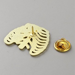 金合金のブローチ  エナメルピン  バックパック用生地  スケルトン  26x30x1.5mm&nbsp;JEWB-CJC0012-03G-01