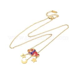 304 Stainless Steel & Plastic Colorful Cloud Moon Star Pendant Necklaces for Women&nbsp;NJEW-U032-01G