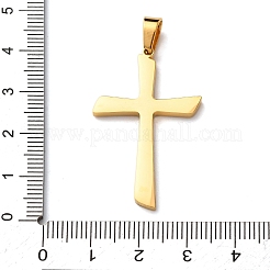 304ステンレスペンダント  クロスチャーム  PVD真空メッキ  長持ちメッキ  ゴールドカラー  38x24x2.5mm  穴：7x4mm&nbsp;STAS-F323-14G