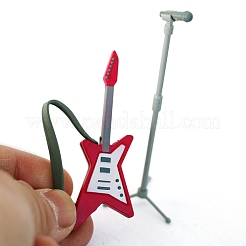 プラスチック楽器ミニチュア装飾品  マイクロランドスケープドールハウスアクセサリー  エレキギター  レッド  65~80mm&nbsp;PW-WGFB6BD-01