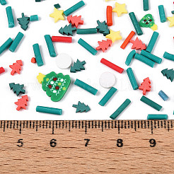 手作り樹脂クレイカボション  クリスマステーマ  混合図形  ミックスカラー  2~18x1.5~9x0.4~3mm&nbsp;CLAY-N013-01C