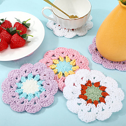 6Pcs 3 Colors Hand-woven Woolen Yarn Coaster&nbsp;DIY-GF0011-39