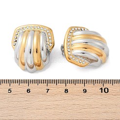 304ステンレススチールツートンシェルシェイプスタッドピアス  18KGP本金メッキ  26.5x24mm&nbsp;EJEW-M073-12PG