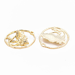 ラックメッキ合金ペンダント  カドミウムフリー＆鉛フリー  蓮  ライトゴールド  35x30.5x5mm  穴：1.5mm&nbsp;PALLOY-Q433-007-RS