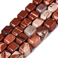 天然石レッドジャスパービーズ連売り  直方体の  10~12x9~10x9~10mm  穴：0.6~0.9mm  約32~36個/連  14.37~16.34（36.5~41.5センチメートル）&nbsp;G-Q608-10M