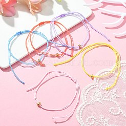 真鍮のラインストーン編み込みビーズブレスレット  ナイロン糸の調節可能なブレスレット  ミックスカラー  内径：4-3/8インチ（11cm）&nbsp;BJEW-JB09521