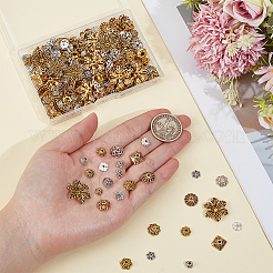 320個 16スタイル チベットスタイル 合金 4花びらビーズキャップ  カドミウムフリー＆鉛フリー  ミックスカラー  6~21x6~19x2~5mm  穴：1~2.5mm  20個/スタイル&nbsp;TIBE-PA0001-22